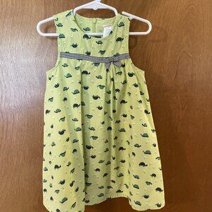 Gymboree Prep Club Green Turtle Print Ribbon Trim Cotton Dress Size 3t Bloomers